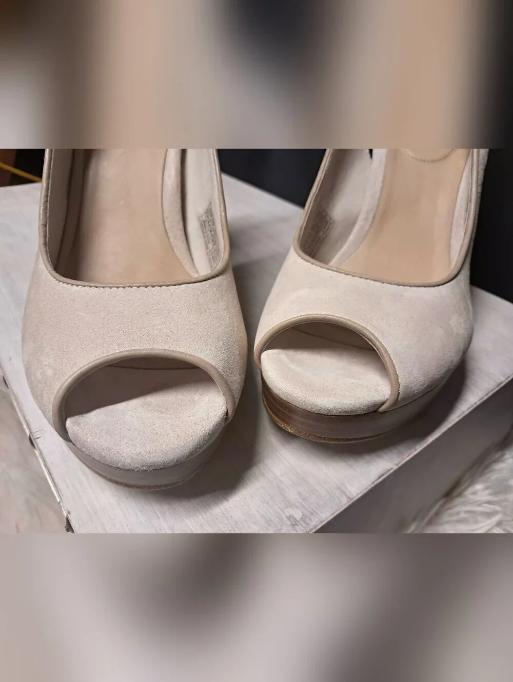 UGG Women's Open-Toe Slingback Heels in Beige Suede